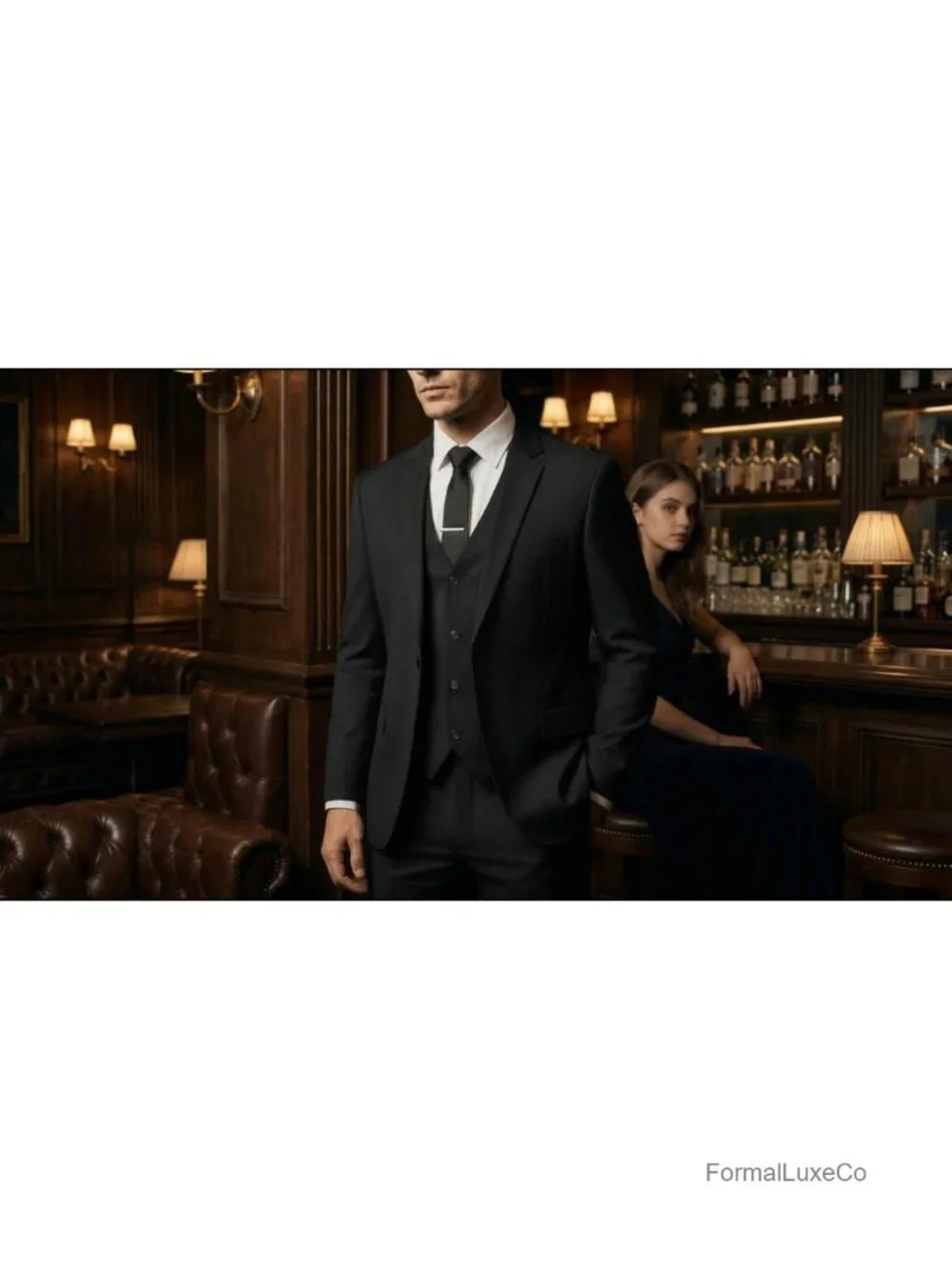 Men's 3 Piece Suit Slim Fit Tuxedo Set One Button Jacket Vest Pants